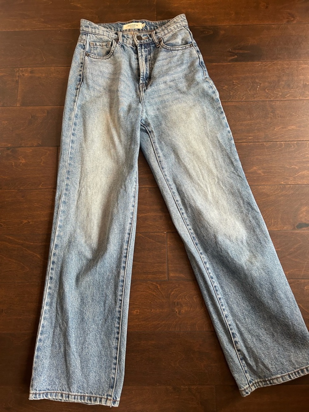 HIDDEN Los Angeles Straight Leg Jeans Light Blue Denim - Picture 2 of 4
